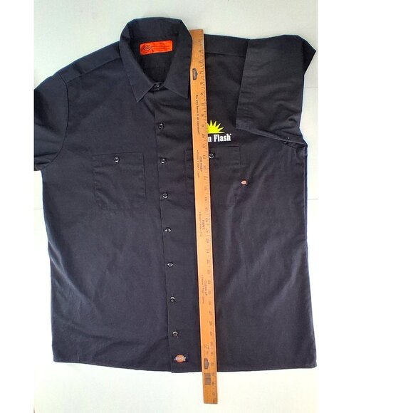 DICKIES Green Flash Brewing Work Shirt Black Short Sleeve Button Pockets 2XL - Picture 8 of 11